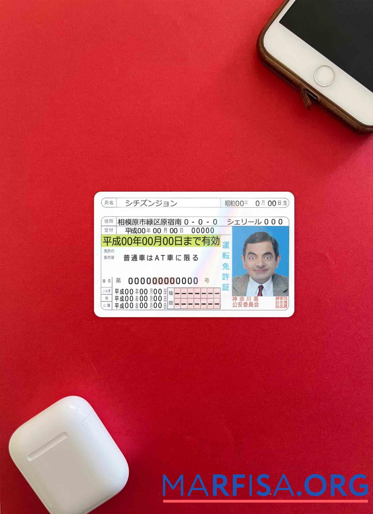 Realistic Japan driving license version 2 photolook example